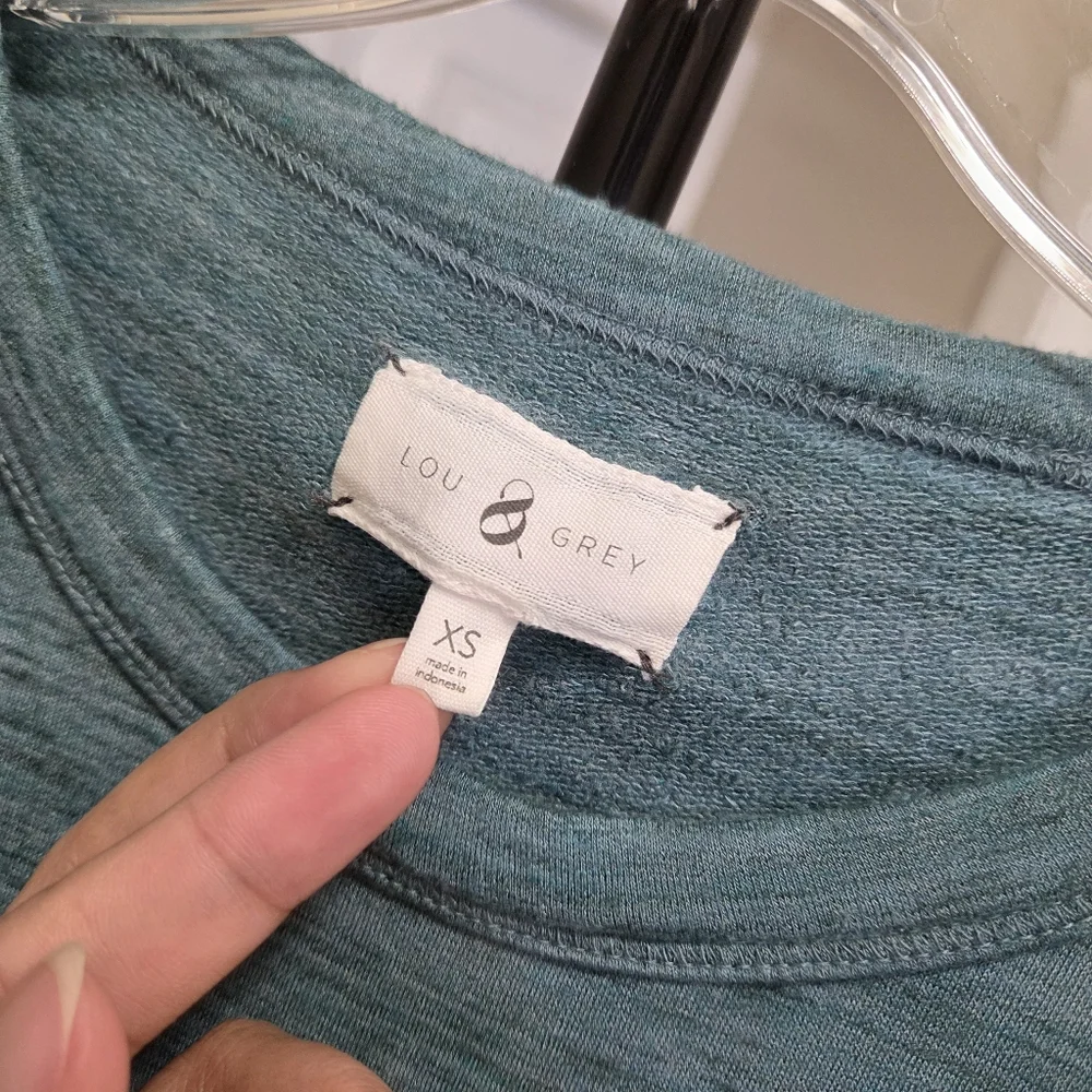 Lou & Grey Rayon Blend Pocket Tee | Teal Slub Knit Relaxed Fit Top - Picture 5 of 7